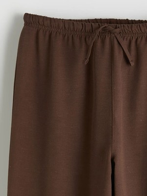 LC Waikiki Kahverengi Keten Karışımlı Kız Çocuk Bluz ve Pantolon