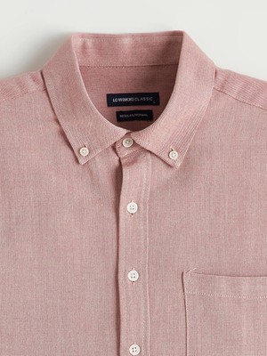 LC Waikiki Bordo Regular Fit Armürlü Erkek Gömlek