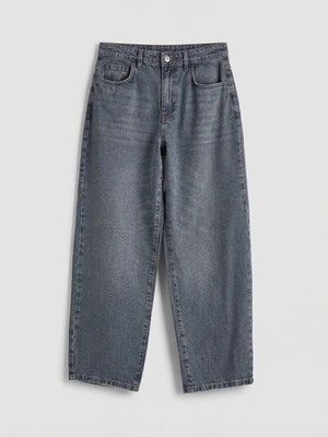 LC Waikiki Gri Yüksek Bel Boyfriend Fit Kadın Jean Pantolon