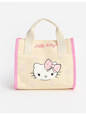 LC Waikiki Bej Hello Kitty Baskılı Kız Çocuk Kanvas Çanta
