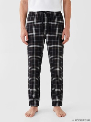 LC Waikiki Siyah Standart Kalıp Ekose Erkek Pijama Altı