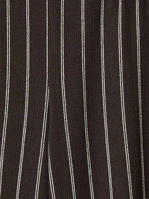 LC Waikiki Kahverengi Beli Lastikli Çizgili Kadın Pantolon