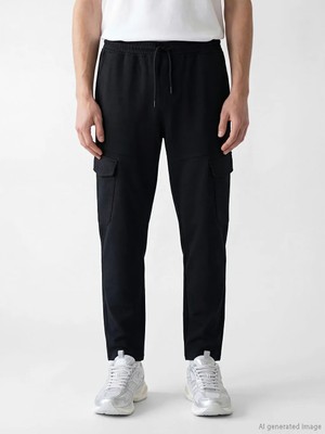 LC Waikiki Siyah Slim Fit Erkek Kargo Pantolon