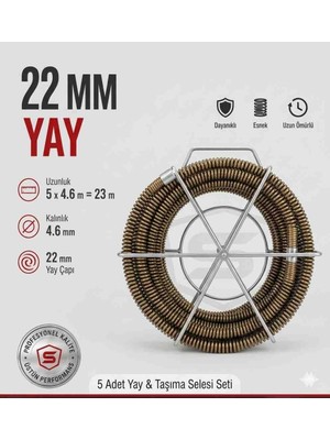 BİMEX Genel Eklenebilir Kanal Açma Yayı 22MM Tak-Çıkar 4.6mm  Ağır Hizmet  Boru Kırmaz Yay 23MT 4.60 x 5 Adet ve Dış Selesi