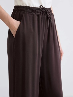 LC Waikiki Kahverengi Beli Lastikli Geniş Paça Kadın Pantolon