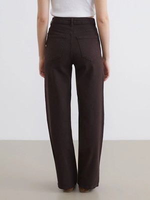 LC Waikiki Kahverengi Wideleg Kadın Jean Pantolon