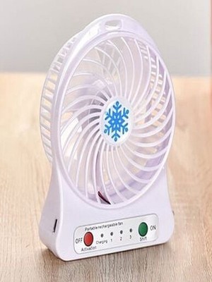 Qosrix Ultra Güçlü Esinti Portatif Mini USB Fan 3 Kademeli Şarjlı Masa Üstü Vantilatör Soğutucu Sessiz Ayarlanabilir Taşınabilir