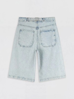 LC Waikiki Indigo Yüksek Bel Bermuda Fit Kadın Jean Şortolon