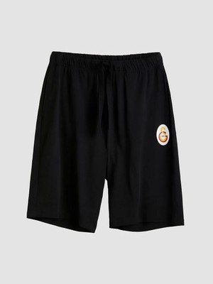 LC Waikiki Siyah Galatasaray Baskılı Erkek Şort