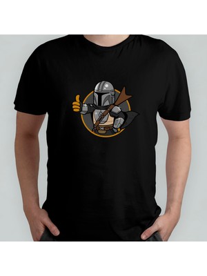 Pixxa The Mandalorian And Grogu Fallout Pipboy Unisex %100 Pamuklu Bisiklet Yaka T-Shirt Model 5
