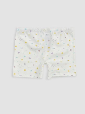 LC Waikiki Ekru Çiçekli Kız Çocuk Boxer