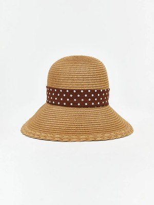 LC Waikiki Bej Kadın Hasır Bucket Şapka