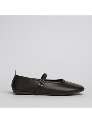 Shoe Lüks Sade Klasik Kahverengi Kadın Babet