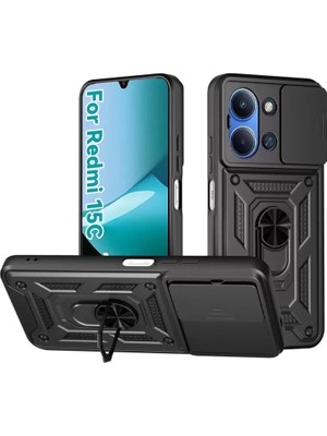 Durukar®   Redmi 15C 4g Pars Lens Yüzüklü Silikon - Siyah