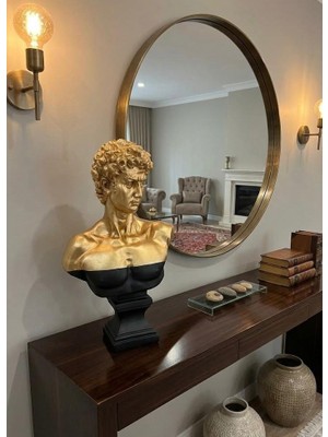 Mirsa Global Modern Dekoratif Biblo – Gold Siyah Detay David/ Davut Heykeli, Salon Konsol & Sehpa Üstü Şık Ev Dekorasyonu, Lüks Ofis Aksesuarı