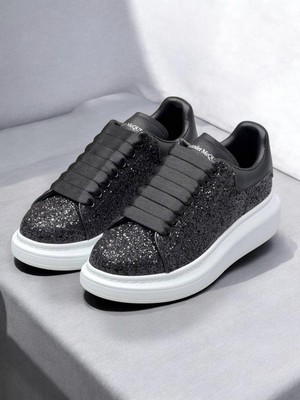 Globalux Alexander Mcqueen Oversize Glitter Sneaker - Siyah Simli Kadın Sneaker