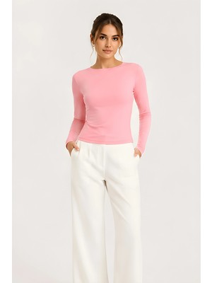 Lili Woman Kadın Thumbhole Fit Uzun Kollu Crop Bluz E.7006