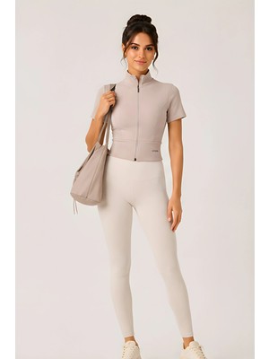 Lili Woman Kadın Fermuarlı Dik Yaka Crop Top Minimal Fit Koleksiyon K.4816