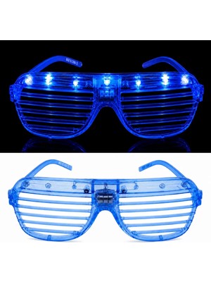Nuvigo LED Işıklı Panjur Parti Gözlüğü Mavi Renk Shutter Gözlük
