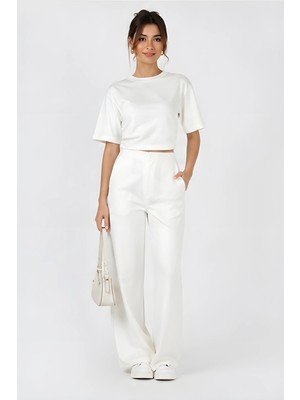 Lili Woman Kadın Premium Drapeli Crop Yarasa Kol Bluz – Yumuşak Dokulu Basic Üst E.8010E