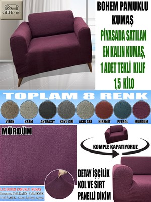 Home Lux Bohem Pamuklu Kumaş Tekli Komple Giydirme Tekli & Berjer , Oldukça Kalın Bir Kumaştır.