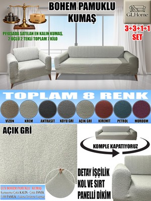Home Lux Bohem Pamuklu Kumaş Koltuk Kılıfı Seti - 3+3+1+1 Set 7 kg Gelmektedir. Kalın ve Dayanıklıdır.