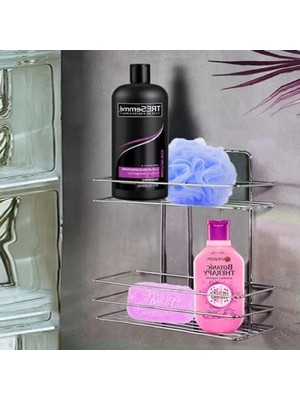 Krom 2 Katlı Banyo Duş Rafı - Şampuanlık ve Organizer