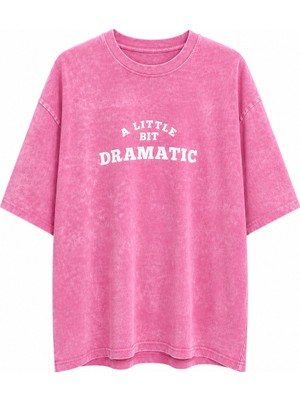 Zelish My Sister Pembe Dramatic Baskılı Soluk Efektli Oversize Tshirt