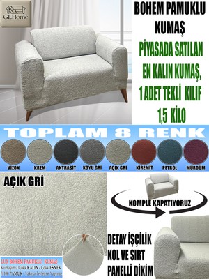 Home Lux Bohem Pamuklu Kumaş Tekli Komple Giydirme Tekli & Berjer , Oldukça Kalın Bir Kumaştır.