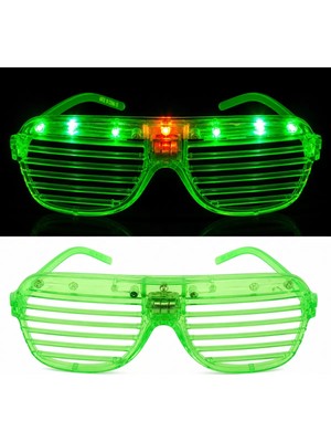 Nuvigo LED Işıklı Panjur Parti Gözlüğü Yeşil Renk Shutter Gözlük