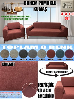 Home Lux Bohem Pamuklu Kumaş Koltuk Kılıfı Seti - 3+3+1+1 Set 7 kg Gelmektedir. Kalın ve Dayanıklıdır.