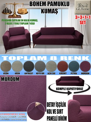 Home Lux Bohem Pamuklu Kumaş Koltuk Kılıfı Seti - 3+3+1+1 Set 7 kg Gelmektedir. Kalın ve Dayanıklıdır.