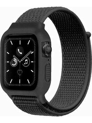 Durukar®   Watch 38MM Hasırlı Cırtcırtlı Kasalı Kordon - Siyah