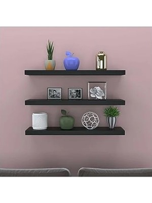 3 Lü Set Gizli Duvar Rafı, Modern Siyah Tasarımlı