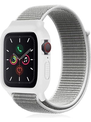 Durukar®   Watch 38MM Hasırlı Cırtcırtlı Kasalı Kordon - Beyaz