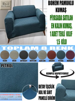 Home Lux Bohem Pamuklu Kumaş Tekli Komple Giydirme Tekli & Berjer , Oldukça Kalın Bir Kumaştır.