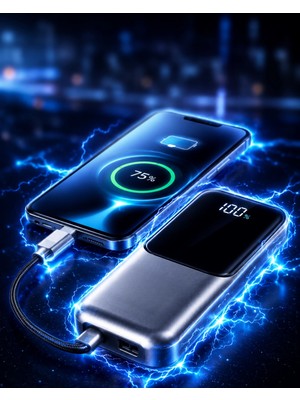 Mulvxkrg KRG02  Boyu Kesintisiz Enerji Sunan Hızlı Şarj Destekli Powerbank (Mulvix)