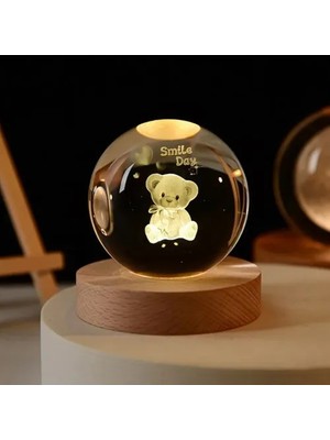TeknoKapsül Dekoratif Ayıcık Tasarımlı Işıklı Cam Küre