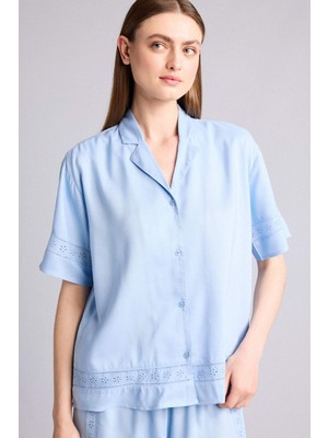 DeFacto Regular Fit Pijama Yaka Dokuma Pijama Üst G8217AX26SM