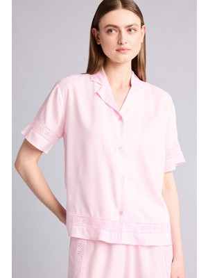 DeFacto Regular Fit Pijama Yaka Dokuma Pijama Üst G8217AX26SM