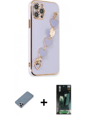 Marsilyan™- iPhone 12 Pro Kılıf Nova Işık Prime - Şeffaf 360 Full Body Arka Koruyucu + Metal Kamera Lens Koruma Cam - Gs