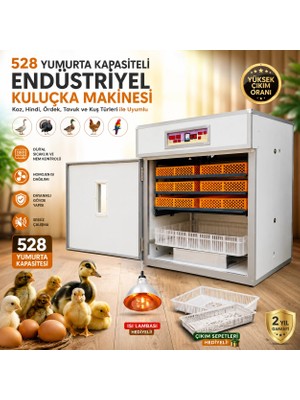 Getittir 528 Yumurta Kapasiteli Endüstriyel Kuluçka Makinesi - 3 Çeşit Viyollu, Çıkım Sepetli + Isı Lambası Hediyeli ( Lisinya )