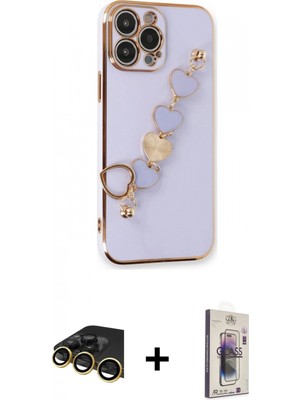 Marsilyan™- iPhone 13 Pro Max Kılıf Nova Işık Prime - Siyah Bilvis 3D Cam Ekran Koruyucu + Raze Metal Kamera Lens - Gd