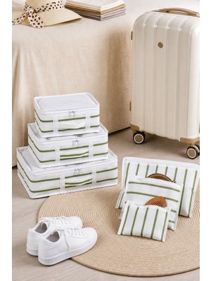 Synee 6 Parça Çizgili Valiz Içi Düzenleyici Seti Seyahat Organizer Bavul Düzenleme Çantası Lüks Travel Organizer Seti
