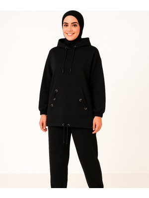 Tomris Butik Oversize Kapüşonlu Sweatshirt ve Jogger Eşofman Altı Ikili Takımı