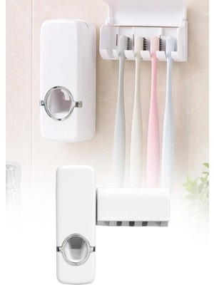Omilife Diş Fırçalık ve Macun Dispenser Yapışkanlı Duvar Tipi Organizer Banyo Düzenleyici Set