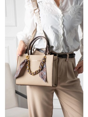 Just Polo Kadın Günlük & Özel Kullanıma Uygun Fular Detaylı Şık El ve Omuz Çantası Shopper