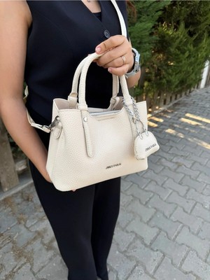 Just Polo Yeni Sezon 3 Bölmeli Yumuşak Deri Şık El ve Omuz Çantası Shopper 22 x 18 cm
