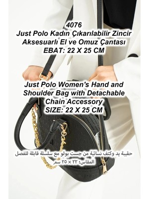 Just Polo Lüks Tasarım Zincir Detaylı Lüks El ve Omuz Çantası Shopper Ebat : 25X22 cm