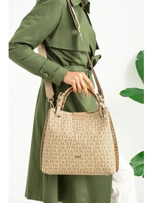 Just Polo Kadın Orijinal Baskılı Büyük Boy El & Omuz Çantası AVP2180PC Shoulder Bag